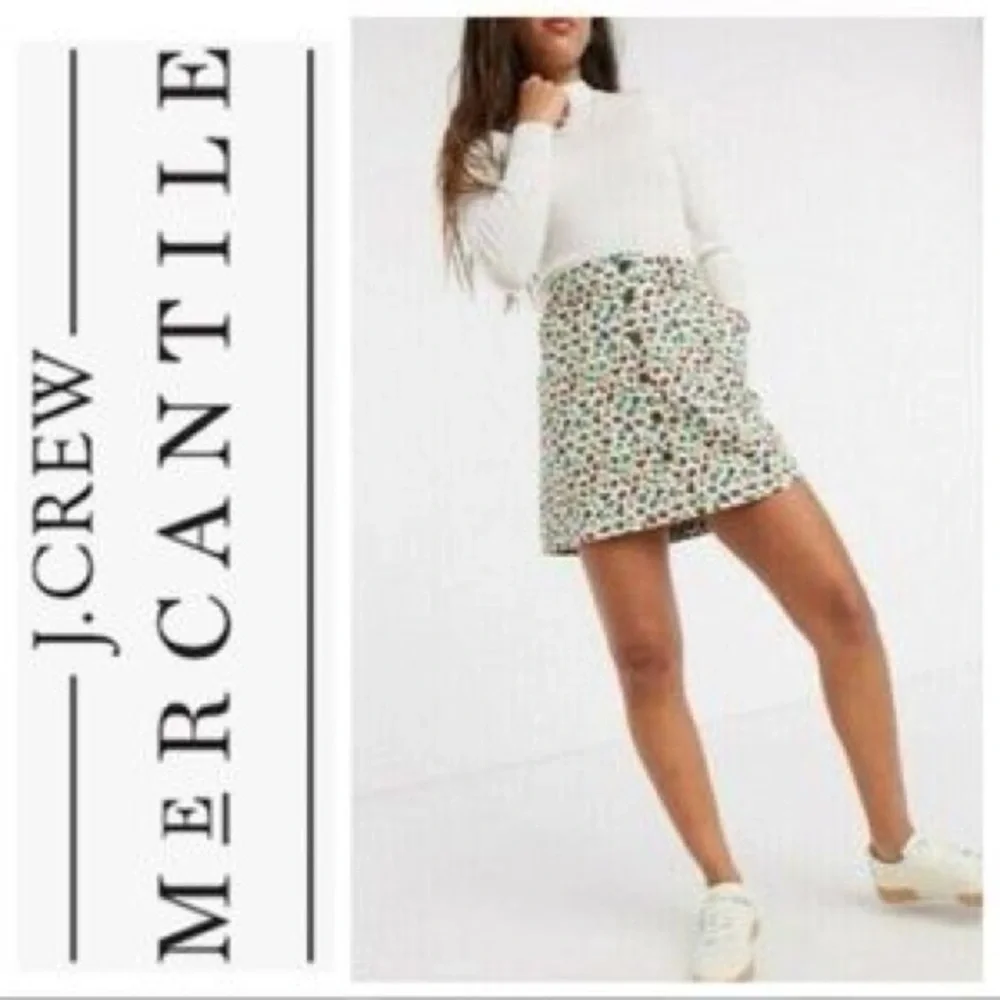 🌼 J.Crew Mercantile Floral Button Front Mini Skirt Size 10 Cotton Stretch